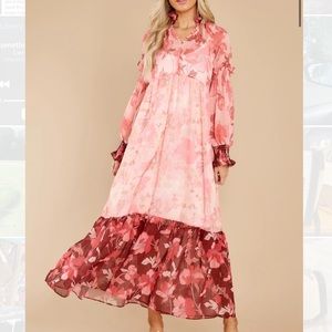 Be extravagant Red Floral Print Maxi Dress